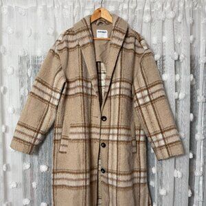 Relaxed Plaid Soft-Brushed Overcoat Size Large